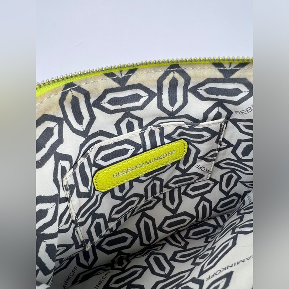 Rebecca Minkoff 'Milan' Stamp Collection Travel Leather Pouch (Neon Yellow) - Picture 4 of 5